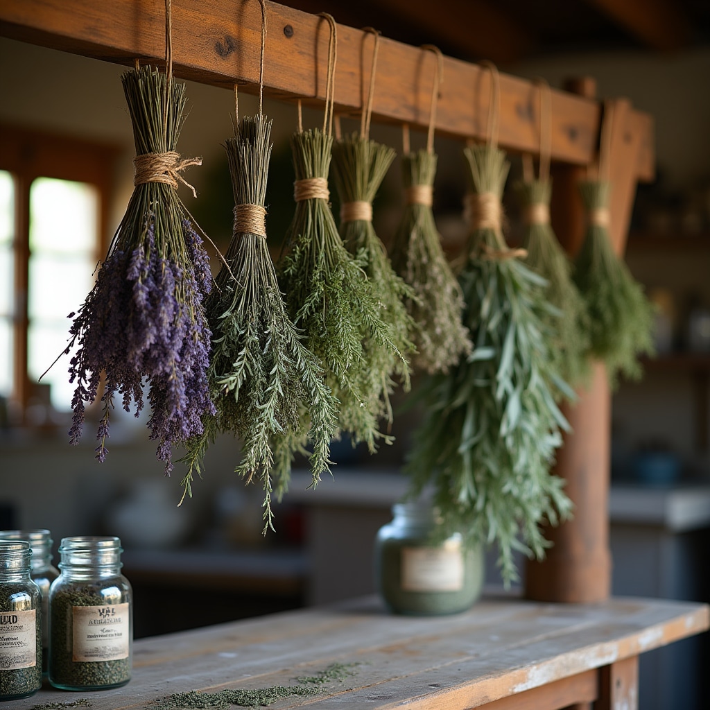 Erbe aromatiche essiccate pronte per la distillazione