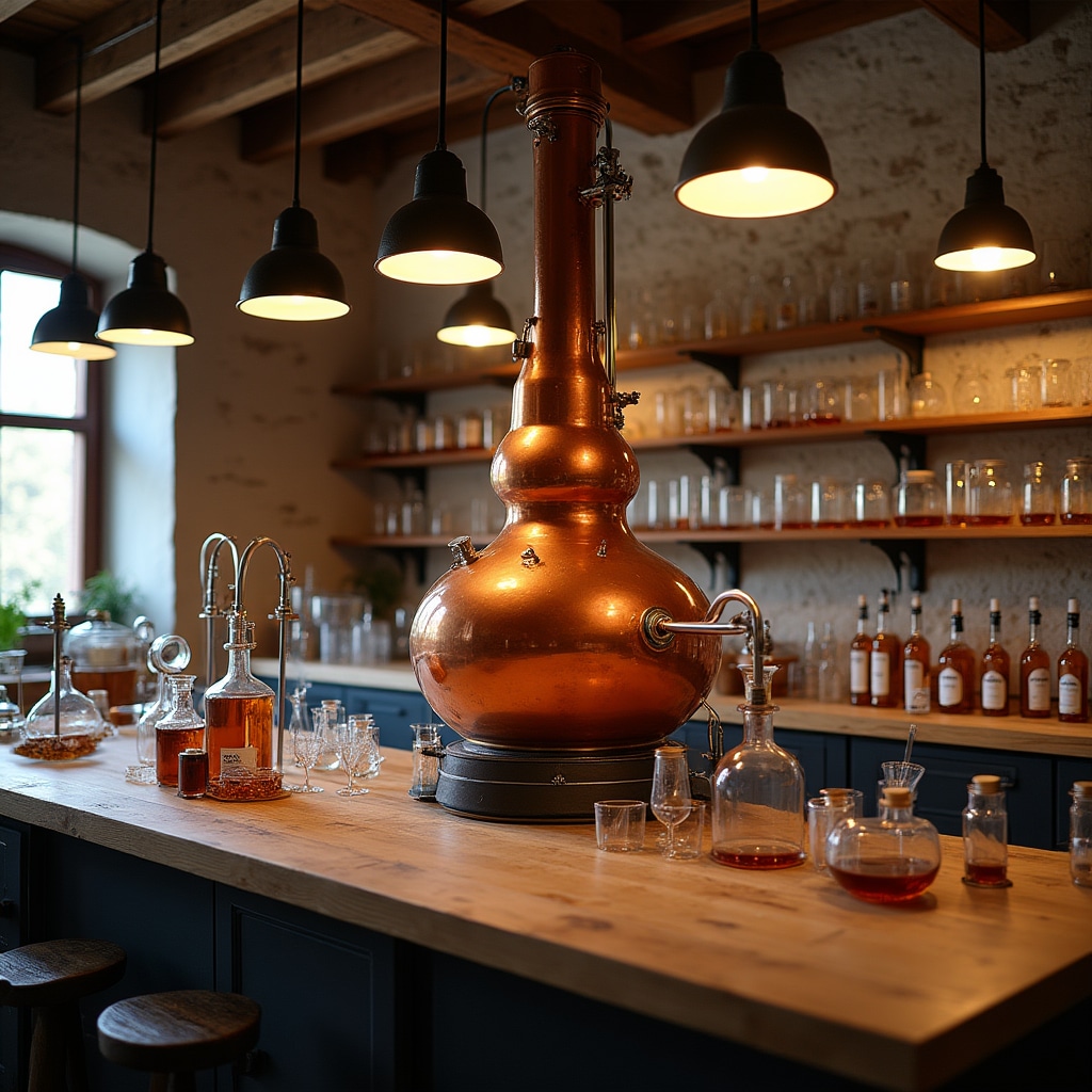 Laboratorio di distillazione artigianale a Udine con attrezzatura in rame