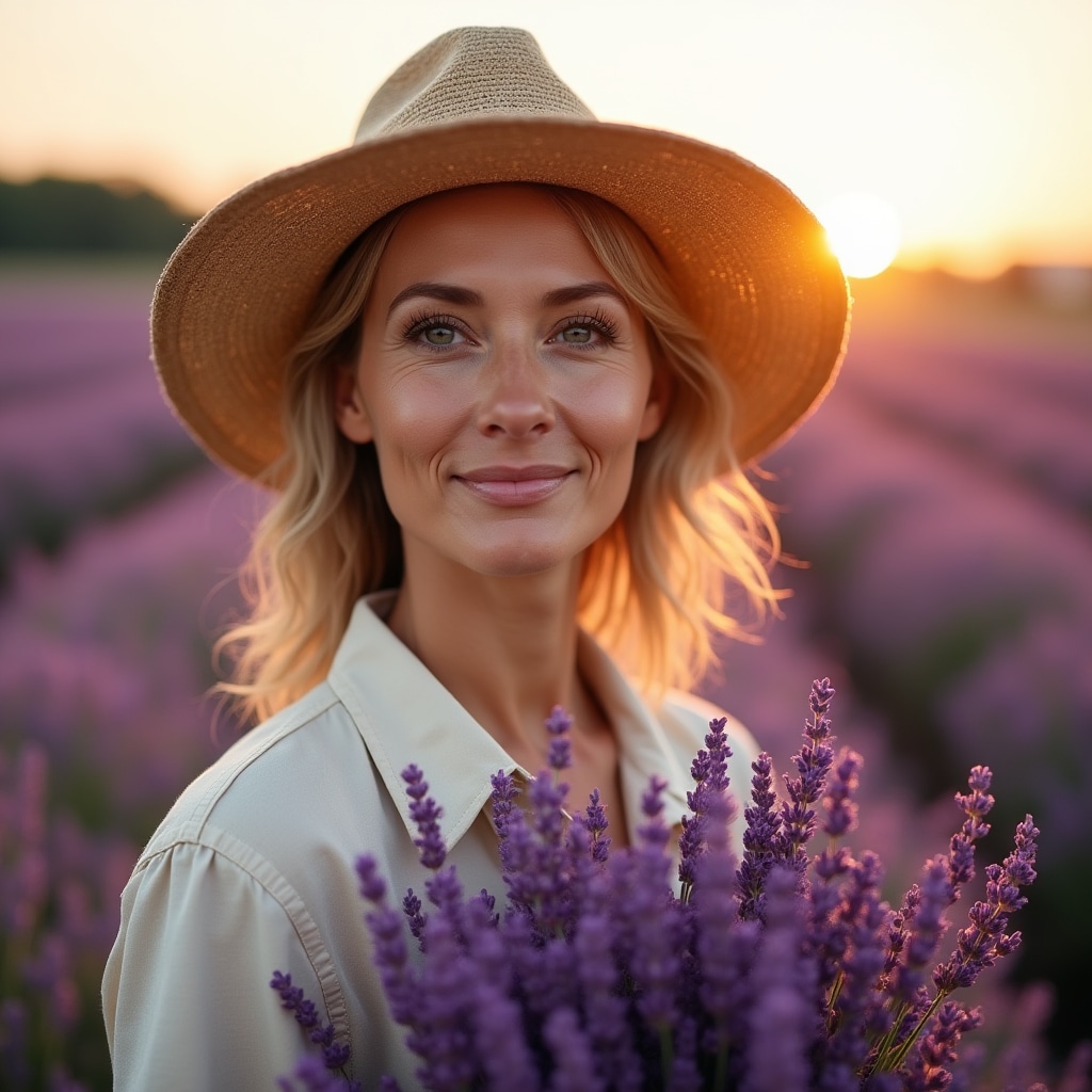 Raccolta di lavanda in campo al mattino